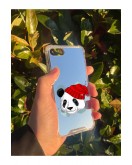 İphone SE 2022 Uyumlu Aynalı Panda Desenli Darbe Kamera Korumalı Silikon Telefon Kılıfı