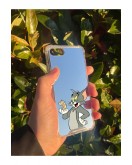 İphone SE 2022 Uyumlu Aynalı Tom Ve Jerry Desenli Darbe Kamera Korumalı Silikon Telefon Kılıfı