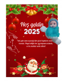 Yeni Yıl Noel Baba Kart Üzerinde Anahtarlık (Kişiye Özel Yazı Yazdırılabilir) Peluş Bebek 5 adet