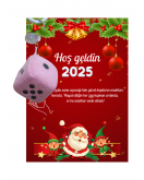 Yeni Yıl Noel Baba Kart Üzerinde Anahtarlık (Kişiye Özel Yazı Yazdırılabilir) Zar Model