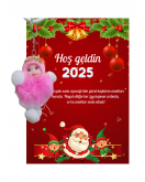 Yeni Yıl Noel Baba Kart Üzerinde Anahtarlık (Kişiye Özel Yazı Yazdırılabilir) Peluş Bebek 5 adet