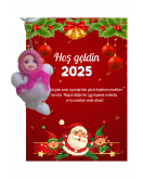 Yeni Yıl Noel Baba Kart Üzerinde Anahtarlık (Kişiye Özel Yazı Yazdırılabilir) Peluş Bebek 5 adet