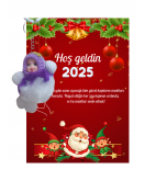 Yeni Yıl Noel Baba Kart Üzerinde Anahtarlık (Kişiye Özel Yazı Yazdırılabilir) Peluş Bebek 5 adet