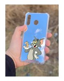 Samsung Galaxy A30 Uyumlu Aynalı Tom Ve Jerry Desenli Darbe Kamera Korumalı Silikon Telefon Kılıfı