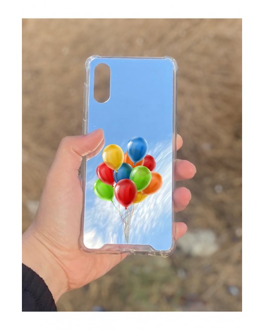 Samsung Galaxy A02 Uyumlu Aynalı Balon Desenli Darbe Kamera Korumalı Silikon Telefon Kılıfı