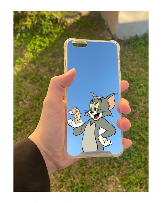 İphone 6S Plus Uyumlu Aynalı Tom Ve Jerry Desenli Darbe Kamera Korumalı Silikon Telefon Kılıfı