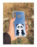 Samsung Galaxy A30 Uyumlu Aynalı Panda Desenli Darbe Kamera Korumalı Silikon Telefon Kılıfı