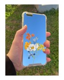 İphone 6S Plus Uyumlu Aynalı Sarı Beyaz Desenli Darbe Kamera Korumalı Silikon Telefon Kılıfı