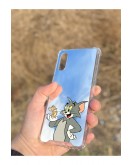 Samsung Galaxy A02 Uyumlu Aynalı Tom Ve Jerry Desenli Darbe Kamera Korumalı Silikon Telefon Kılıfı