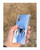 Samsung Galaxy A02 Uyumlu Aynalı Spider Desenli Darbe Kamera Korumalı Silikon Telefon Kılıfı