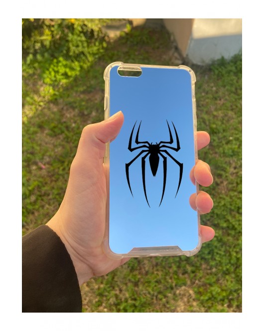 İphone 6S Plus Uyumlu Aynalı Spider Desenli Darbe Kamera Korumalı Silikon Telefon Kılıfı