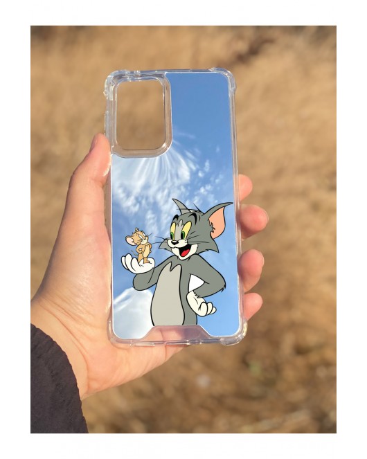 Samsung Galaxy A33 Uyumlu Aynalı Tom Ve Jerry Desenli Darbe Kamera Korumalı Silikon Telefon Kılıfı