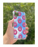 Samsung Galaxy A12 Uyumlu Aynalı Pembe Donut Desenli Darbe Kamera Korumalı Silikon Telefon Kılıfı