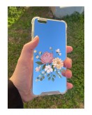 İphone 6S Plus Uyumlu Aynalı Pembe Gül Desenli Darbe Kamera Korumalı Silikon Telefon Kılıfı