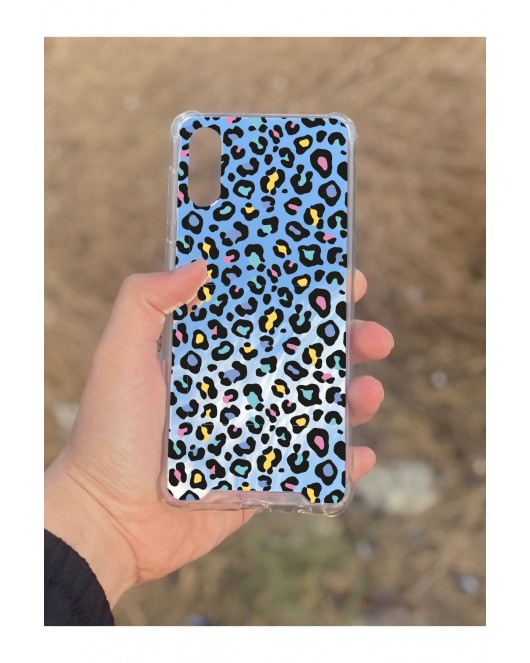 Samsung Galaxy A02 Uyumlu Aynalı Leopar Desenli Darbe Kamera Korumalı Silikon Telefon Kılıfı