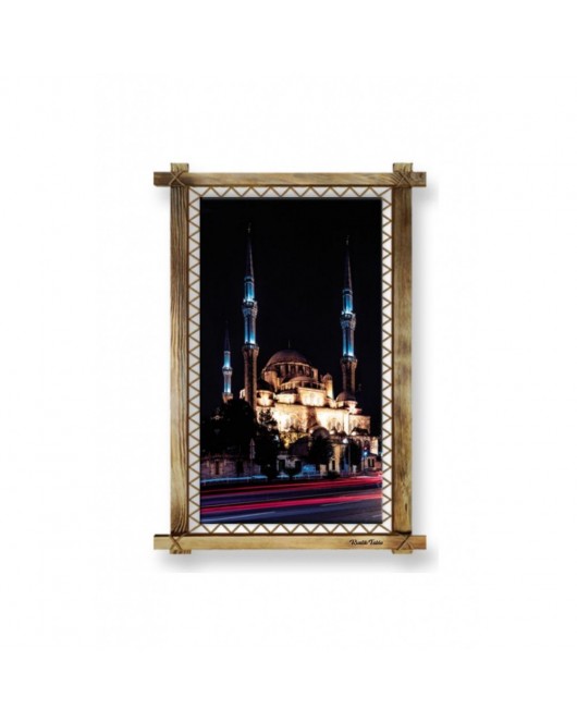 Kanvas Camii Led Işıklı Rustik Tablo