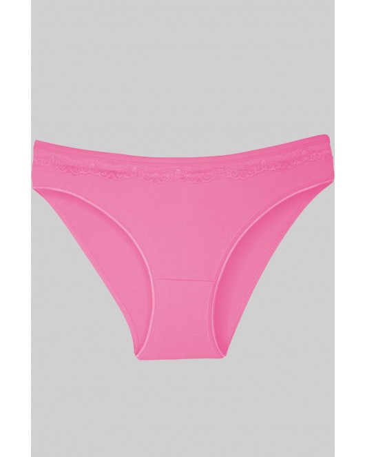 Gümüş Açık Pembe Üstü Dantelli Slip Bayan Külot TM621