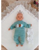 Yenidoğan Wool Yün Kumaş Taç Nakışlı Güpür Duvaklı Fiyonk Prizma Taş Unisex Kundak Bebek Battaniyesi