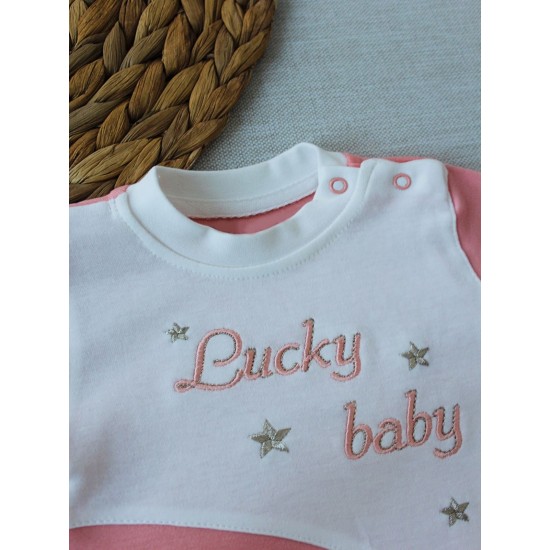 0-3 3-6 Ay Lucky Baby Nakışlı Es Çizgi Boy Şapkalı Kız Bebek Tulumu