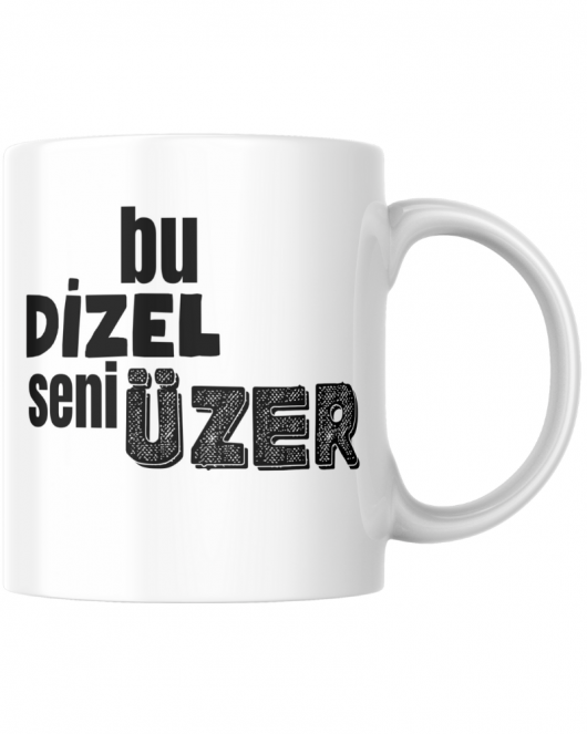 Bu Dizel Seni Üzer Tasarım Seramik 350 Ml Kupa Bardak