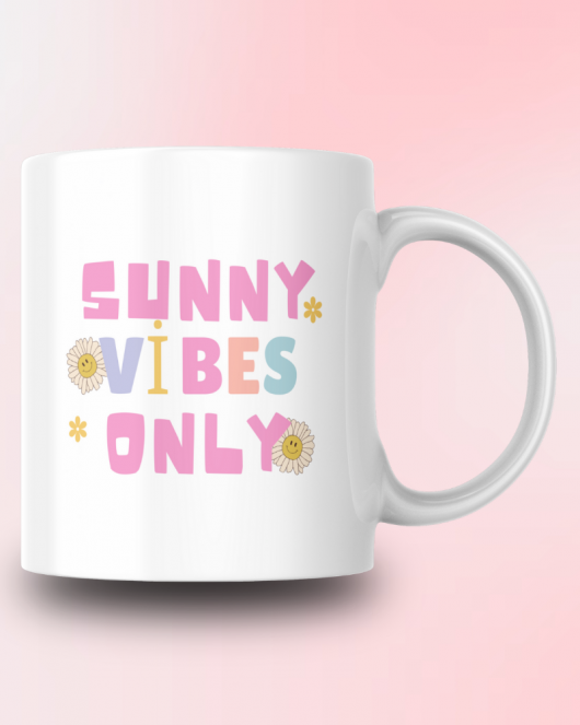 Sunny Vibes Only Tasarım Seramik 350 Ml Kupa Bardak