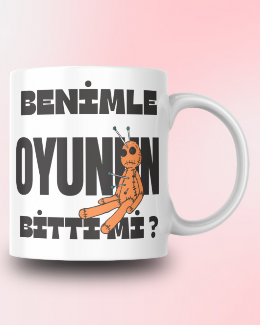 Benimle Oyunun Bitti Mi Tasarım Seramik 350 Ml Kupa Bardak