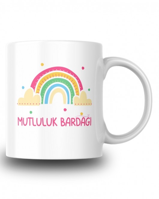 Mutluluk Bardağı Tasarım Seramik 350 Ml Kupa Bardak