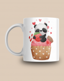 Cupcake Panda Desenli Hediyelik Seramik 350 Ml Kupa Bardak