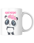 Aşko Kuşko Panda Baskılı Hediyelik Seramik 350 Ml Kupa Bardak