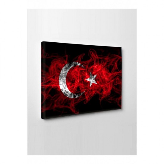 Kanvas Tablo Türk Bayrağı (Kırmızı Beyaz) Led Işıklı