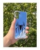 Samsung S21 Plus Uyumlu Aynalı Spider Desenli Darbe Kamera Korumalı Silikon Telefon Kılıfı