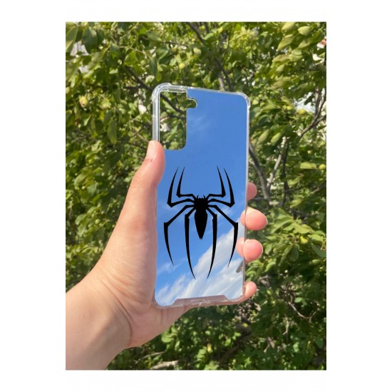 Samsung S21 Plus Uyumlu Aynalı Spider Desenli Darbe Kamera Korumalı Silikon Telefon Kılıfı