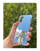 Samsung S21 Plus Uyumlu Aynalı Tom Ve jerry Desenli Darbe Kamera Korumalı Silikon Telefon Kılıfı