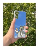 Samsung S21 Plus Uyumlu Aynalı Tom Ve jerry Desenli Darbe Kamera Korumalı Silikon Telefon Kılıfı