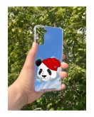 Samsung S21 Plus Uyumlu Aynalı Şapkalı Panda Desenli Darbe Kamera Korumalı Silikon Telefon Kılıfı