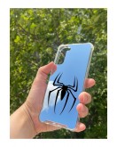 Samsung S21 Plus Uyumlu Aynalı Spider Desenli Darbe Kamera Korumalı Silikon Telefon Kılıfı