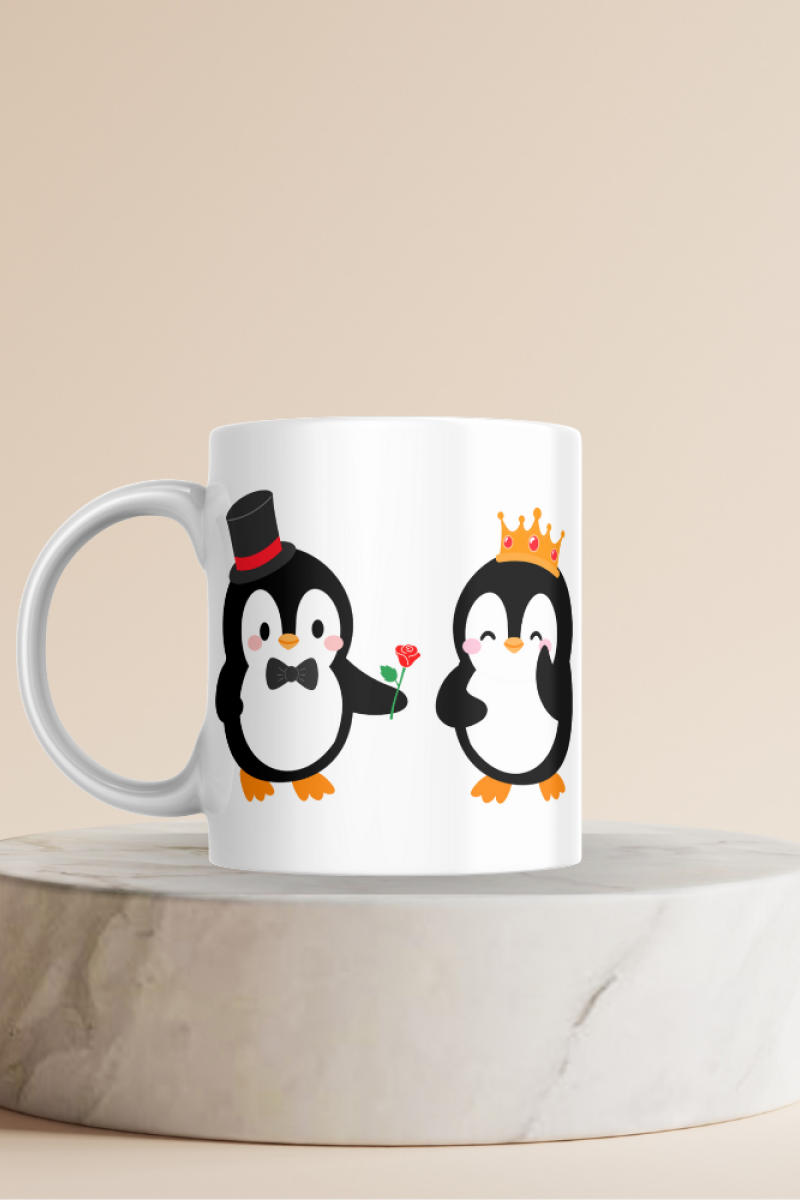 Penguen Baskılı Hediyelik Seramik 350 Ml Kupa Bardak