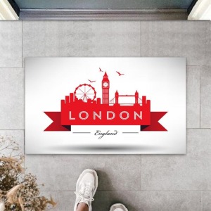 Dijital Baskı Beyaz London Kapı Paspası