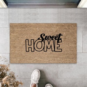 Bej Kapı Önü Paspası Sweet Home Desen  K-3296