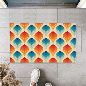 Turuncu Kapı Önü Paspası Lale Motif Desen  K-3255