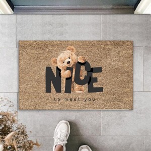 Dijital Baskı Kahverengi Ayıcık Tedy Bear Nice Kapı Paspası K-3009
