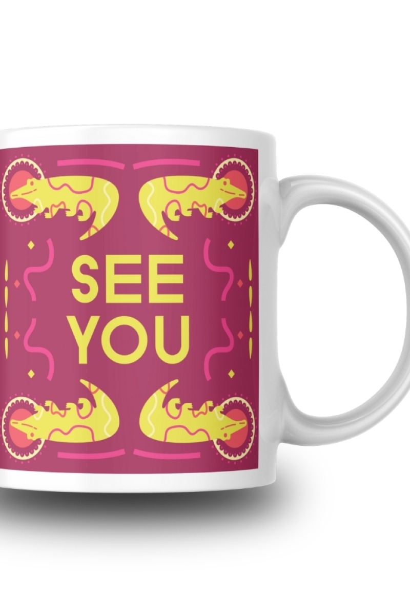 See You Timsahlar Desenli Seramik 350 Ml Kupa Bardak