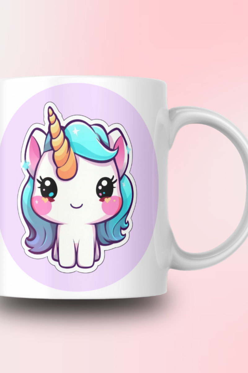 Renkli Unicorn Tasarım Seramik 350 Ml Kupa Bardak