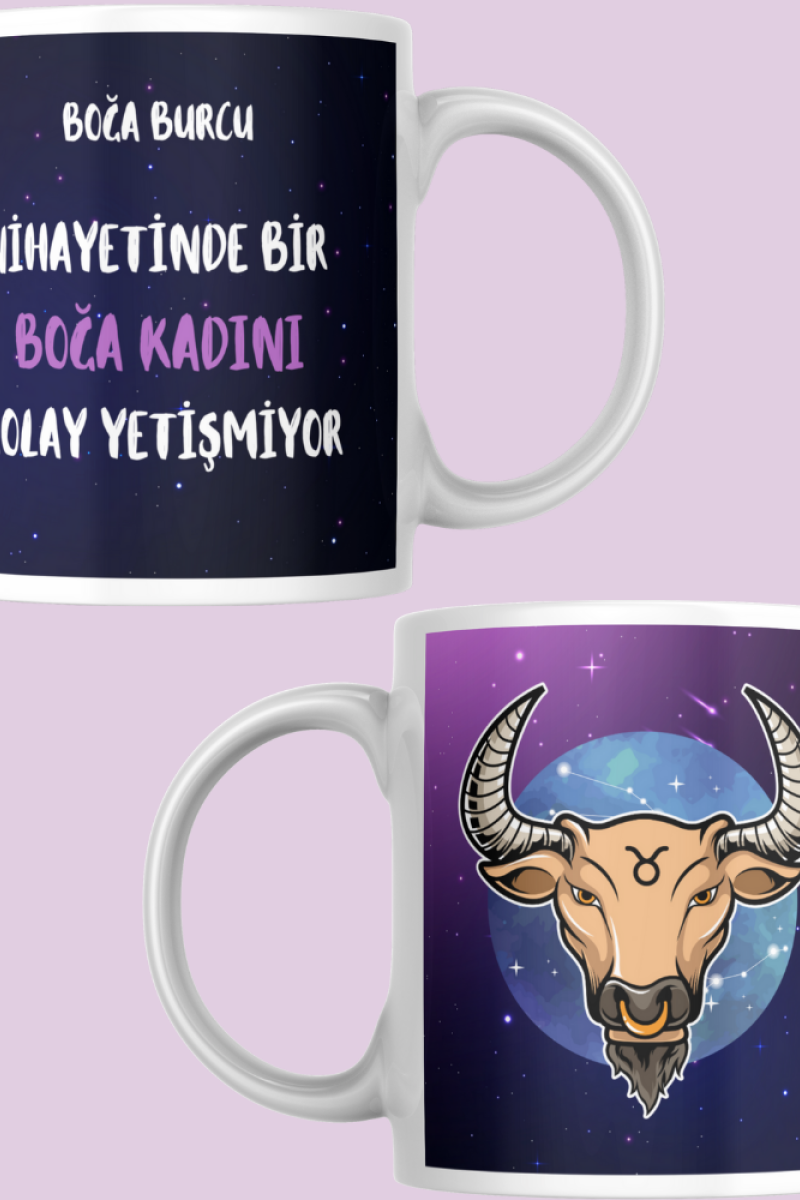 Boğa Burcu Kadını Tasarım Seramik 350 Ml Kupa Bardak