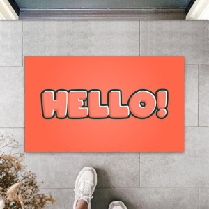 Turuncu Kapı Önü Paspası Hello Desen  K-3277