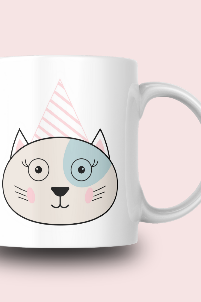 Sevimli Minimalist Hayvan Karikatürlü Tasarım Seramik 350 Ml Kupa Bardak
