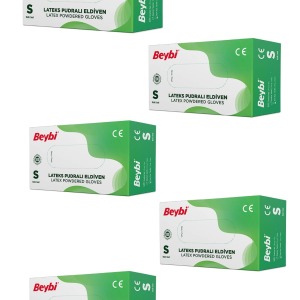 Lateks Pudralı Eldiven 100'lük 5 Kutu S Beden