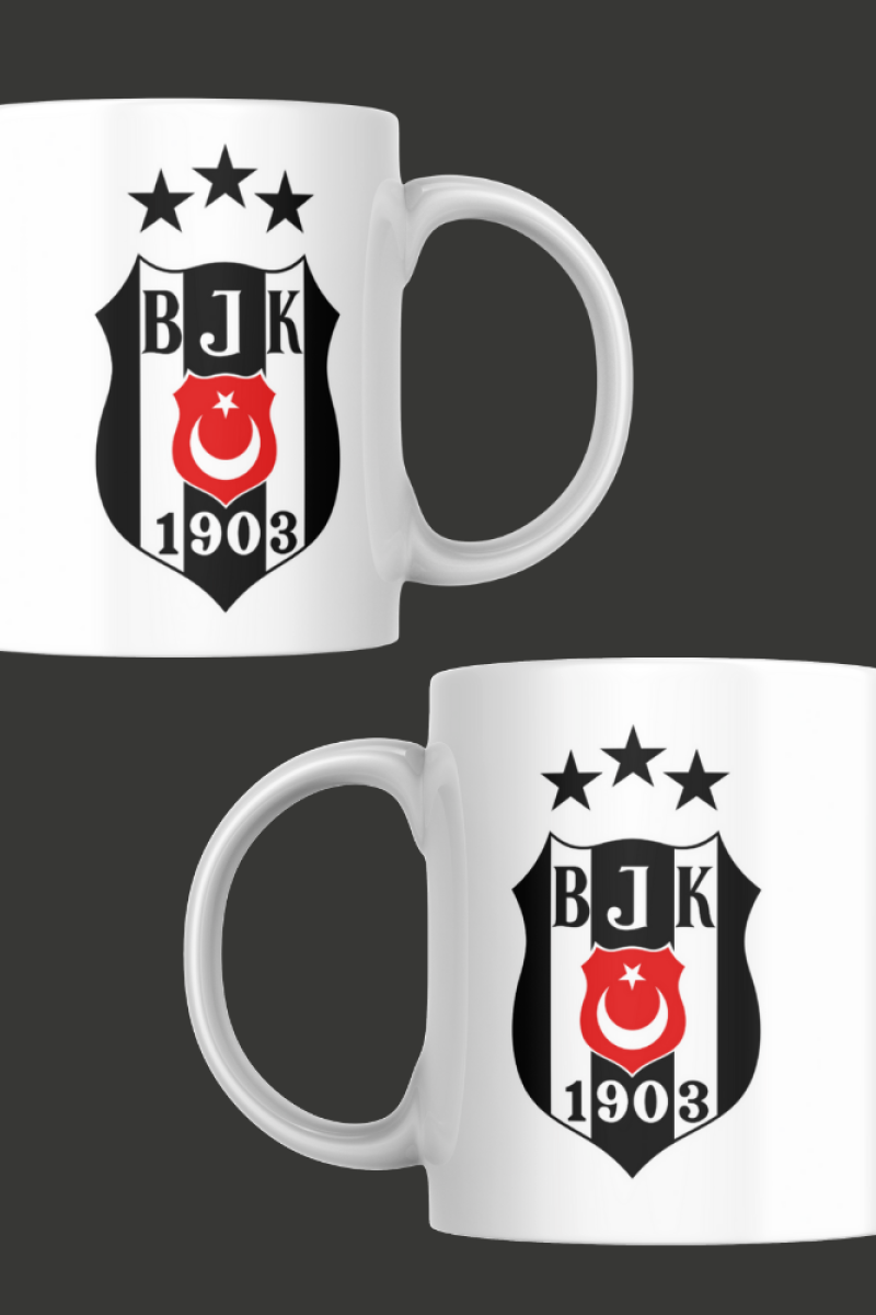 Siyah Beyaz Taraftar Tasarım Seramik 350 Ml Kupa Bardak