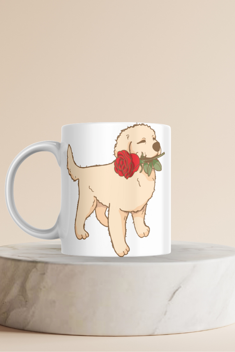 Yavru Köpek Desenli Seramik 350 Ml Kupa Bardak , Sevgiliye Özel Hediye , Hediyelik Eşya
