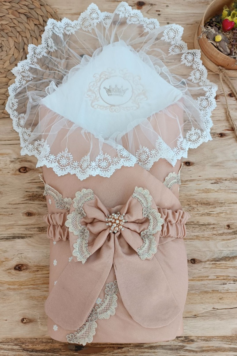 Yenidoğan Pamuk Papatya Desenli Trilüks Unisex Kundak Bebek Battaniyesi